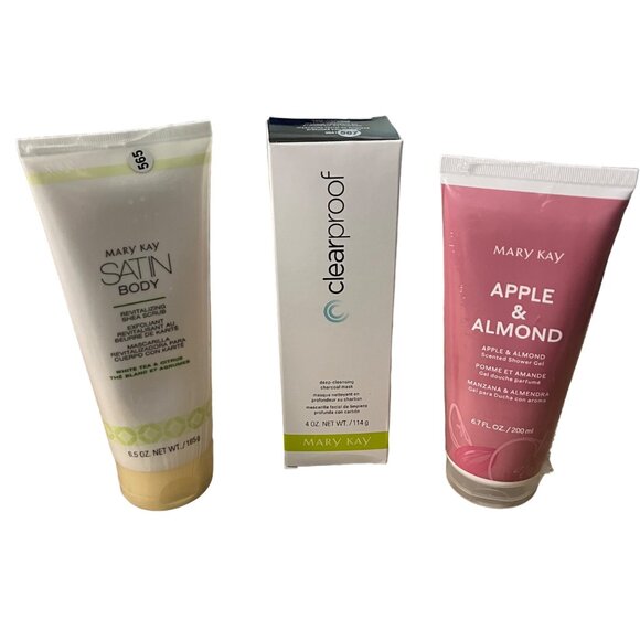 Mary Kay Folding Cosmetic Bag Body‎ Wash Charcoal Mask Exfoliating Scrub Bundle - Picture 7 of 13